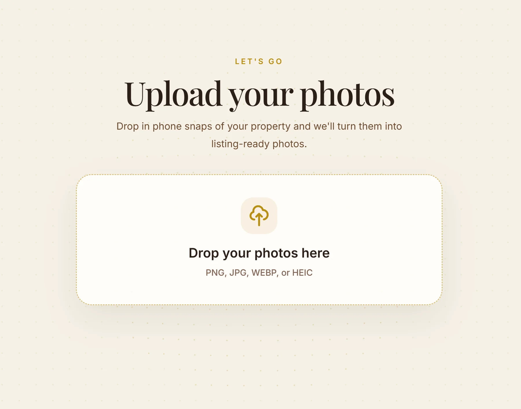 PerfProperty upload screen for adding property photos